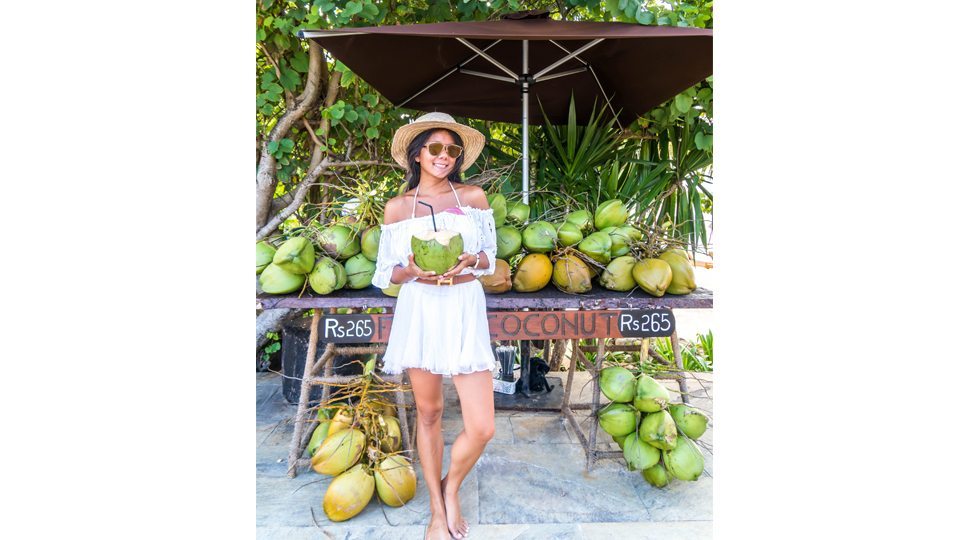 A fresh fruit stand in Mauritius.