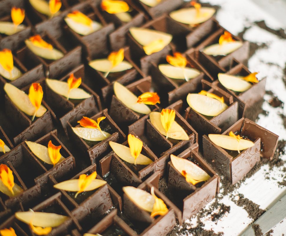 Chocolate Boxes filled with Black Forest and Roti Apricot