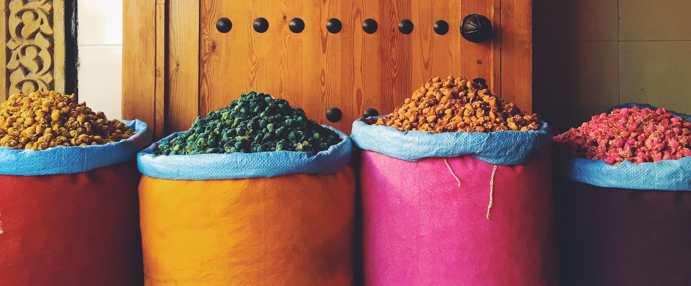 Spices in barrels