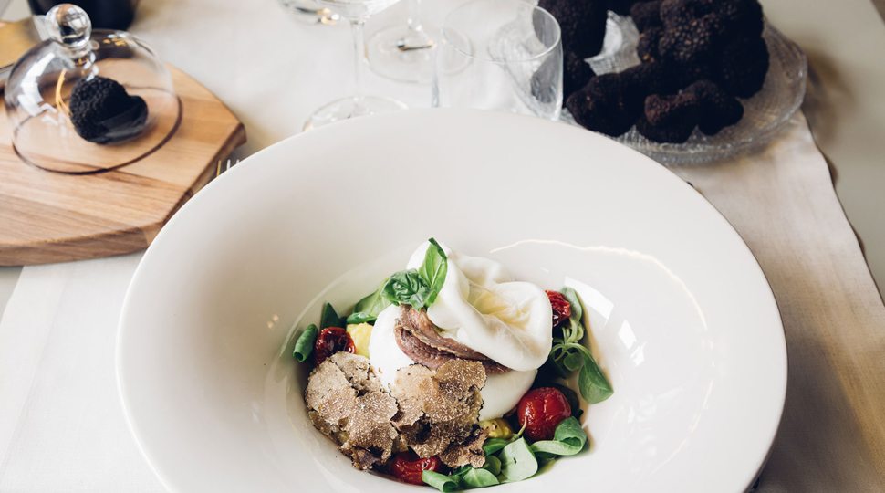 Dish with shaved white truffles