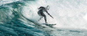 Surfer riding a wave