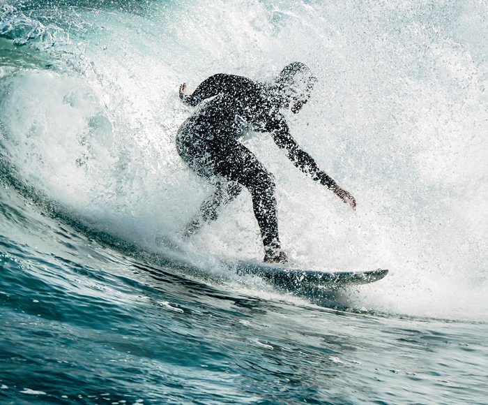 Surfer riding a wave