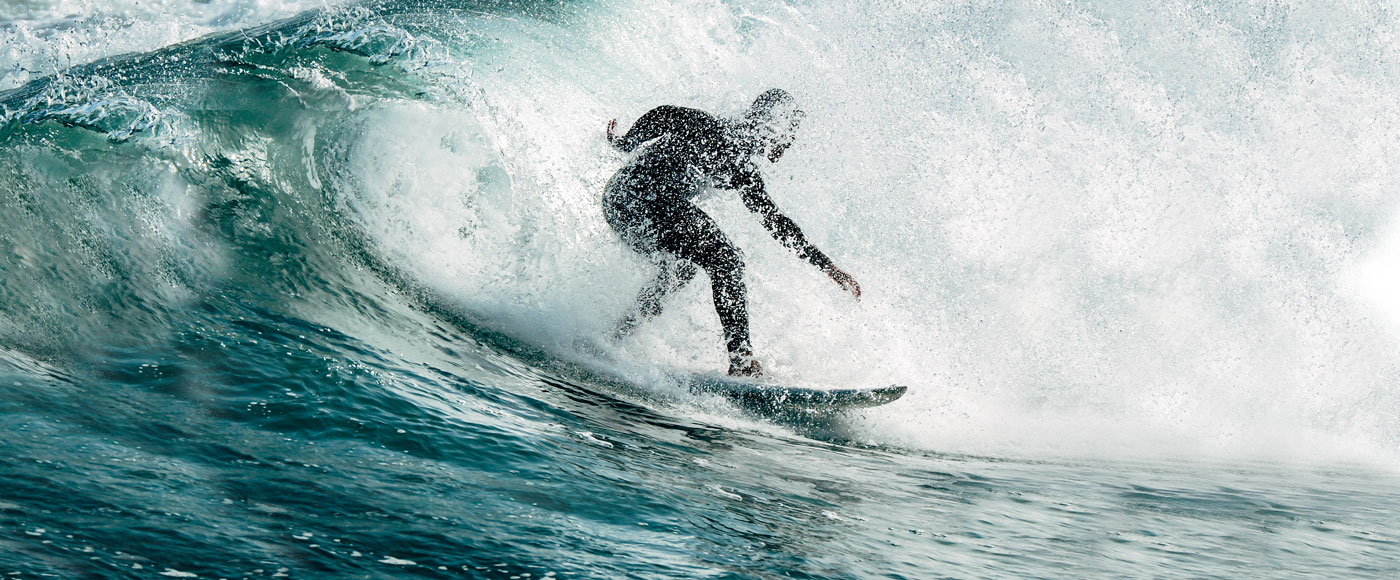 Surfer riding a wave
