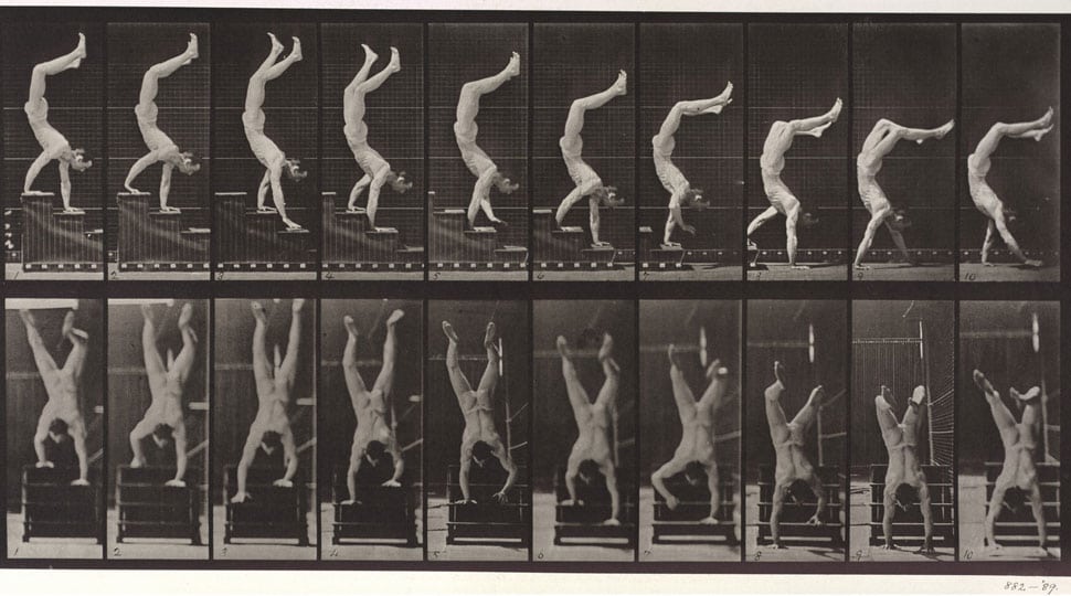 Eadweard Muybridge 'Man performing a handstand on stairs' 1887 Collotype