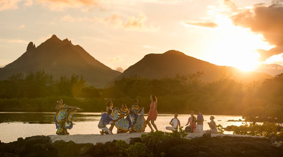 Sunset on the beach in Mauritius