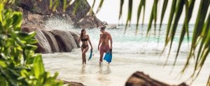 Seychelles beach couple