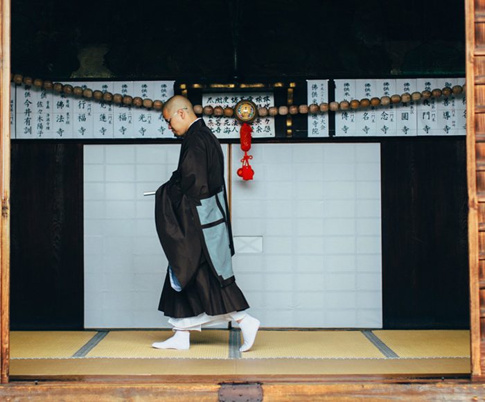 Monk at Chion-ji Temple in Kyoto, Japan