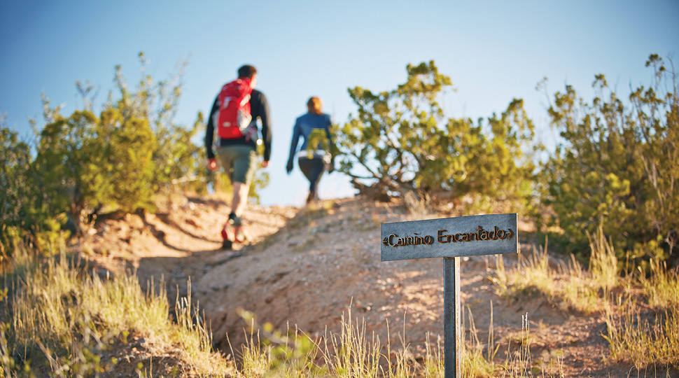 Two hikers on a trail