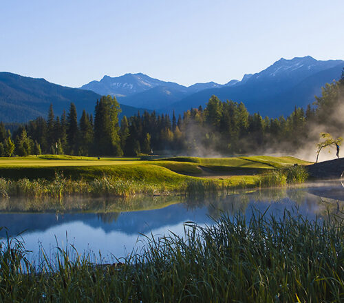 A mountain lake in the summer