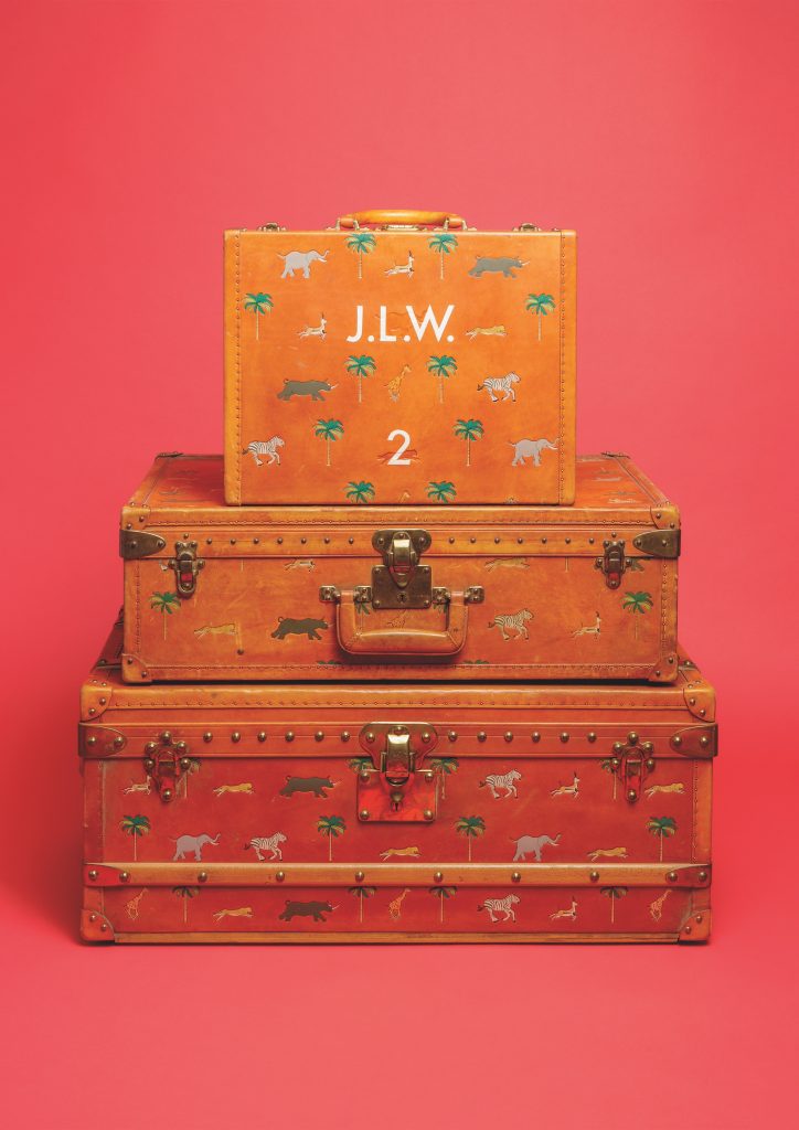 Francois Voltaire Suitcases for Whitman Brothers Designed by Marc Jacobs for Louis Vuitton; Wildlife Art Designed by Eric Chase Anderson. THE DARJEELING LIMITED. Photo Roger Do Minh. © the Design Museum