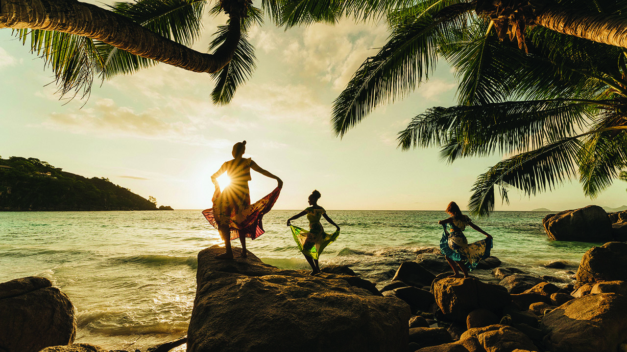 Moutya dancers at Four Seasons Resort Seychelles. 