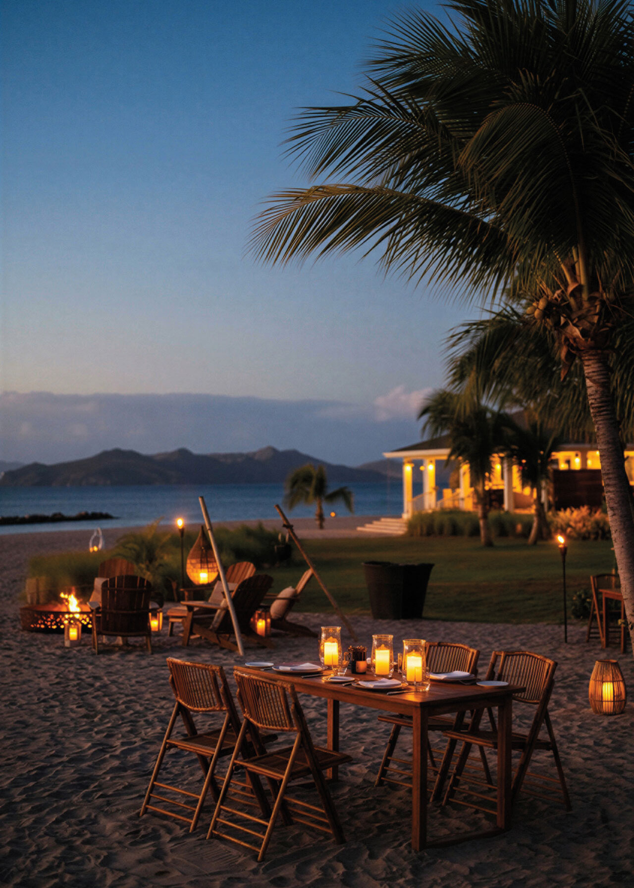 Private beach dining at Four Seasons Resort Nevis