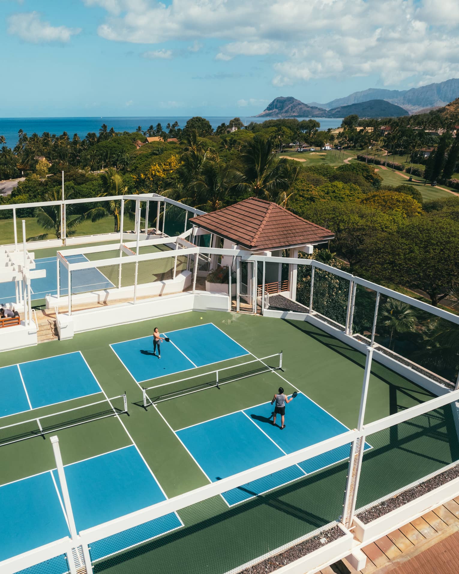 An aerial view of the Resort's four pickleball courts