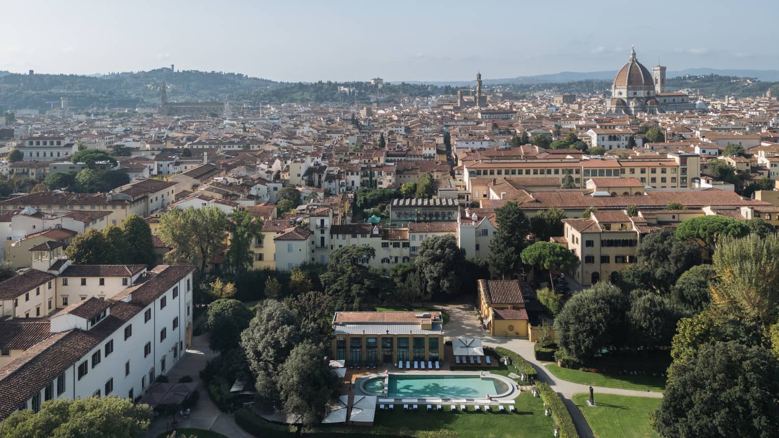 Aerial view of the property and surrounding area