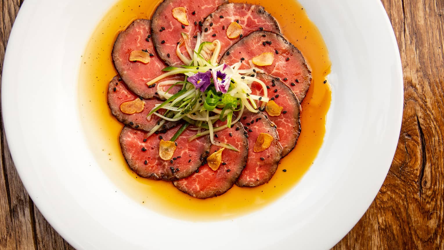Beef Tatak, thinly sliced beef with a light sauce
