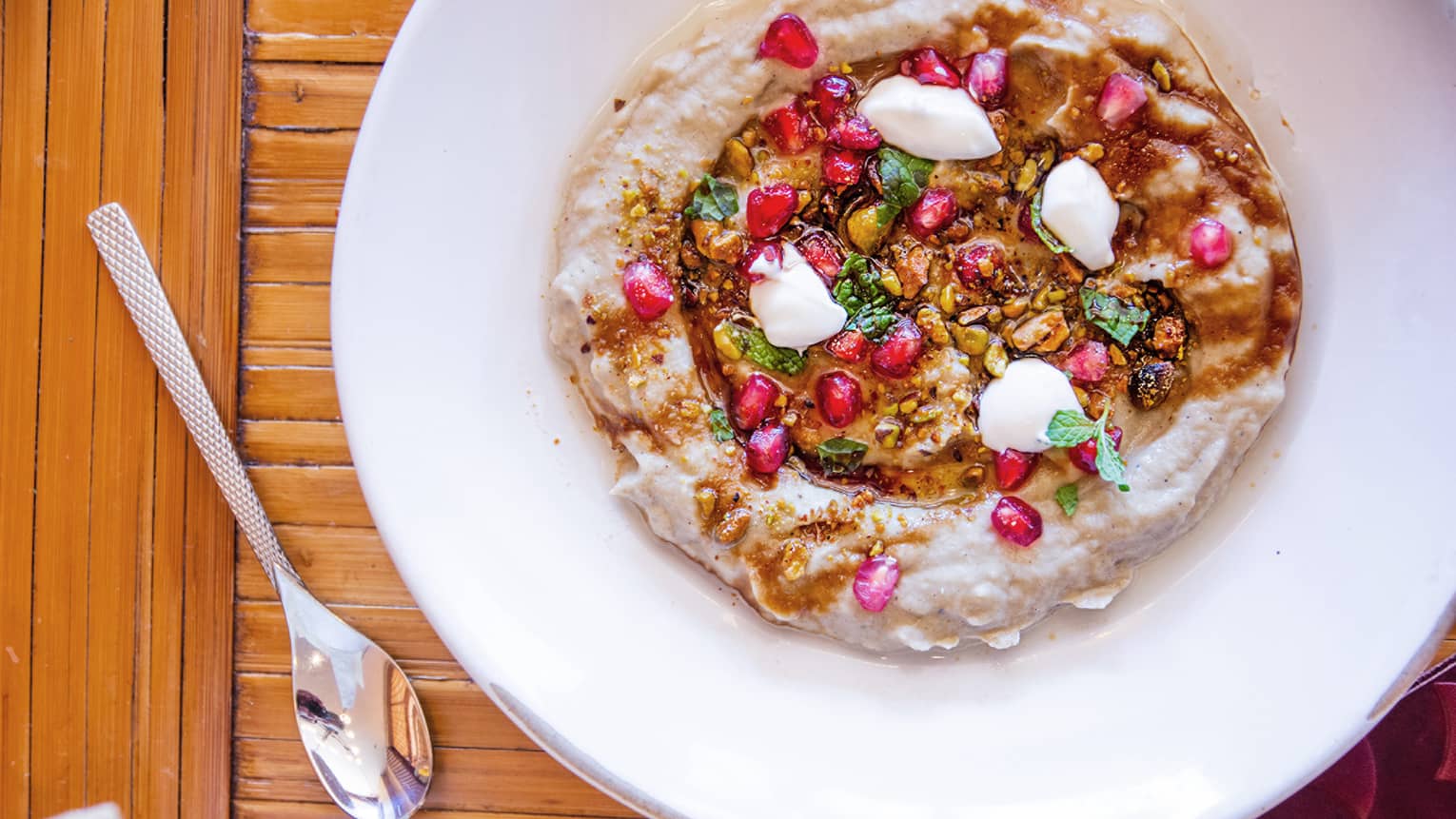 Eggplant dip with pomegranate seeds