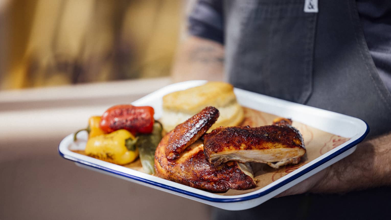 Grilled, glazed half chicken