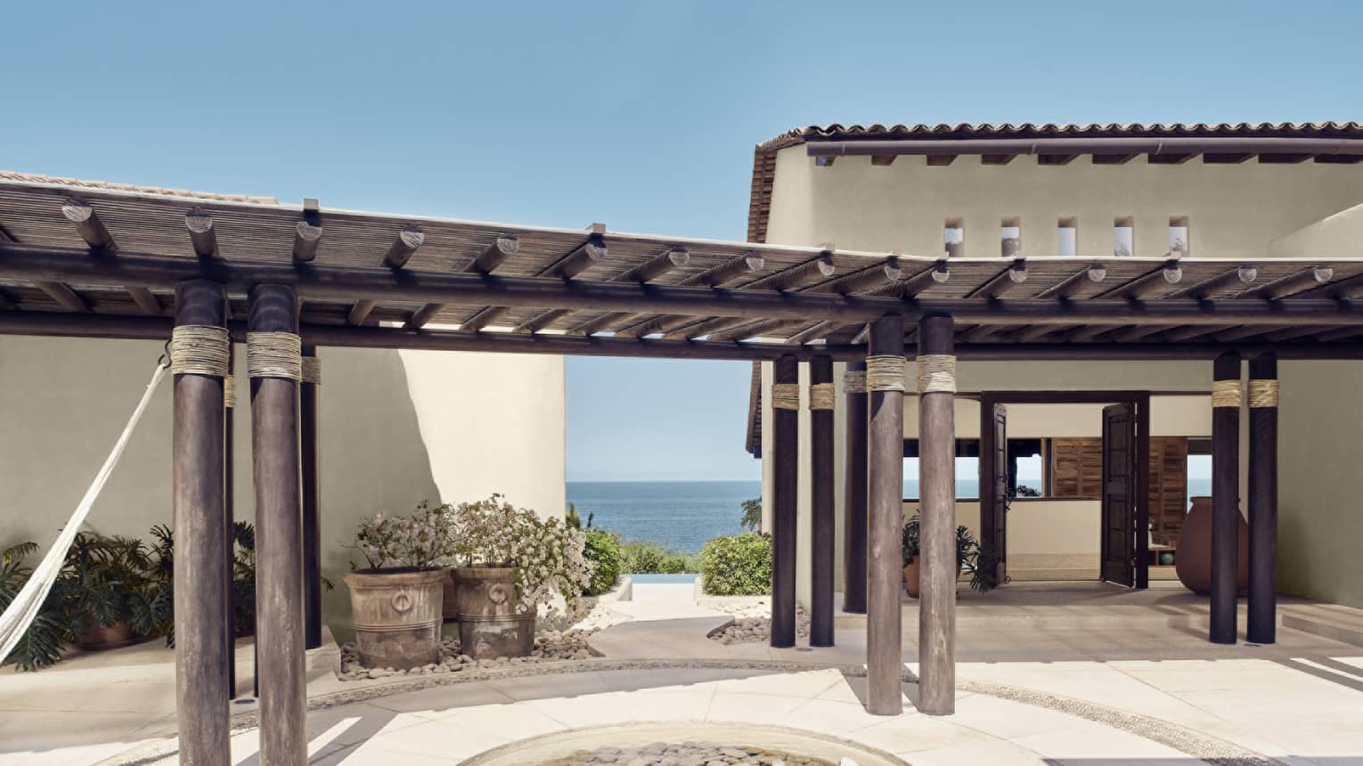 Entrance into villa with ocean view
