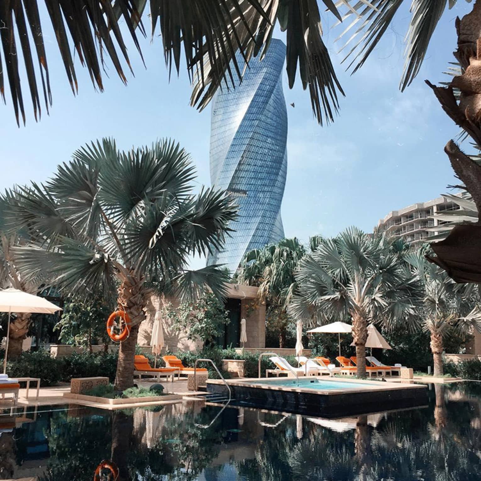 Bahrain luxury hotel with pool and loungers