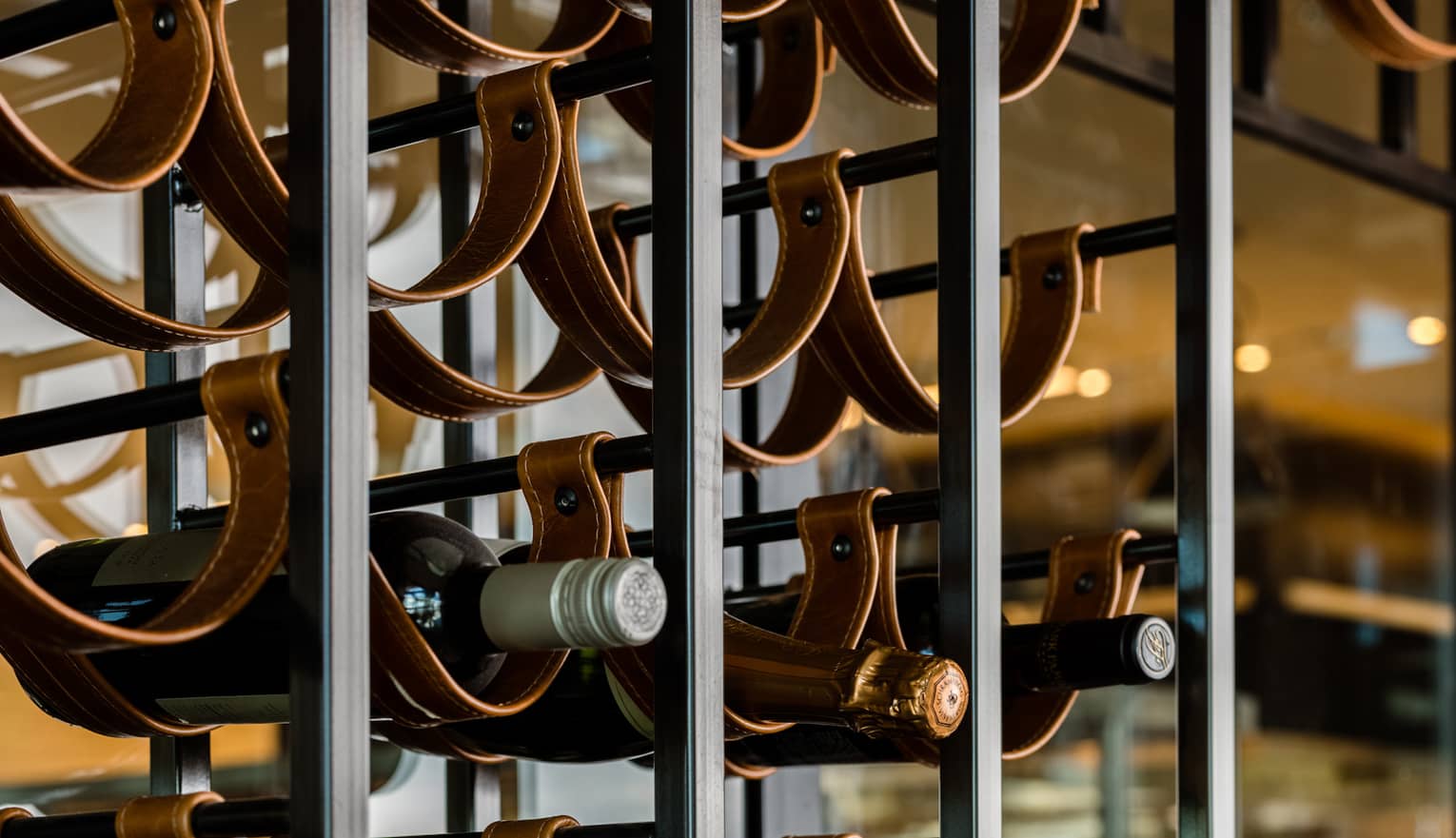 Racks of wine stacked on each other.