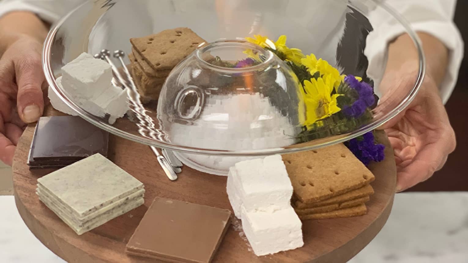 Chef Rhonda Ashton presents a miniature marshmallow roasting station