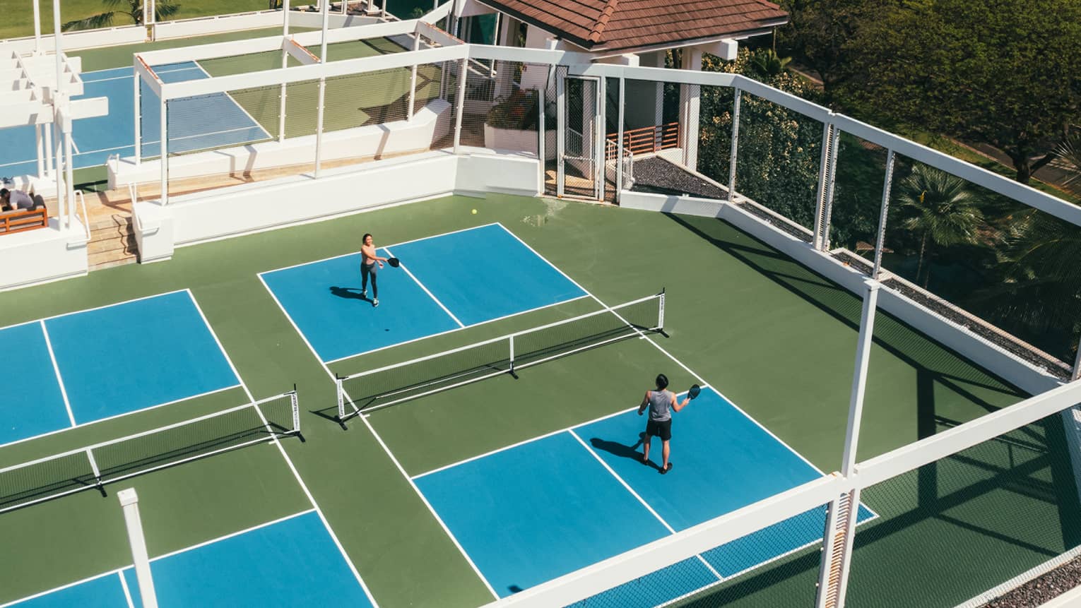 An aerial view of the Resort's four pickleball courts