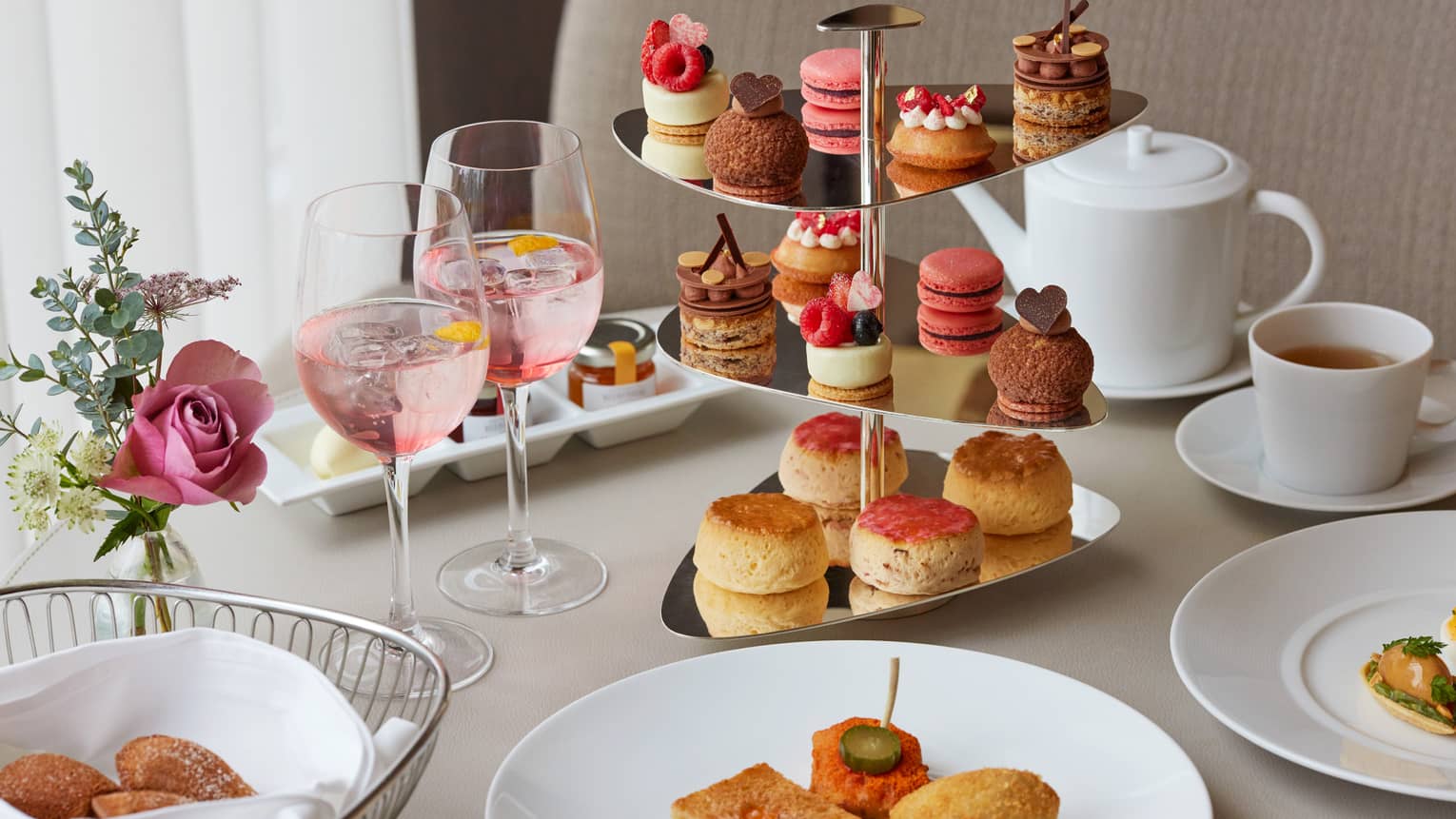 Afternoon Tea spread with sweets and savouries