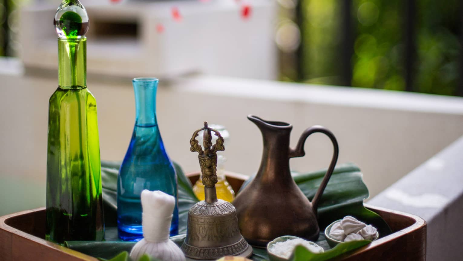 Spa tray with oils
