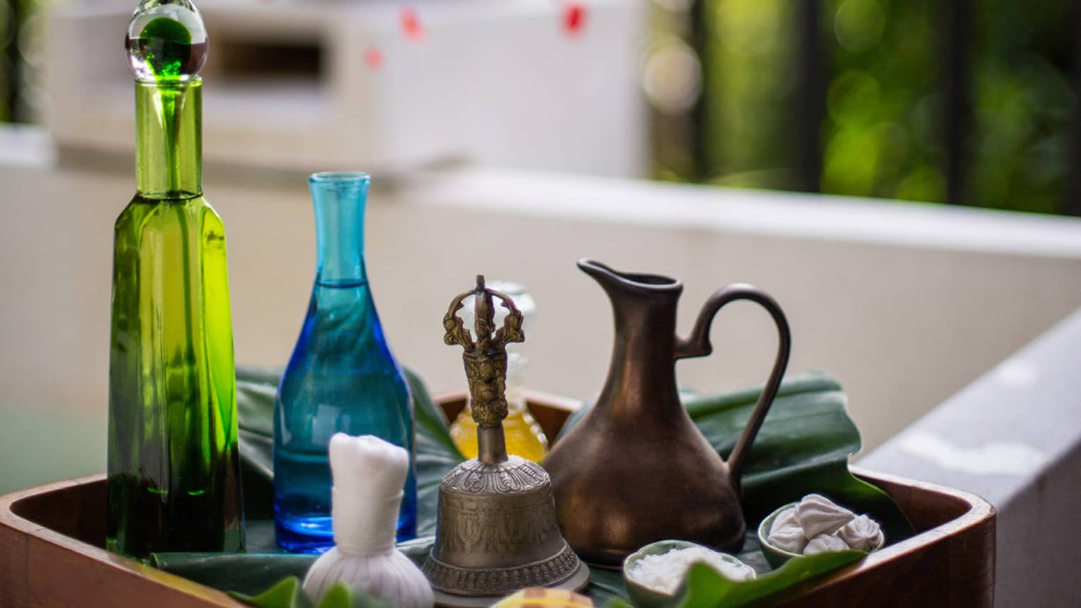 Spa tray with oils