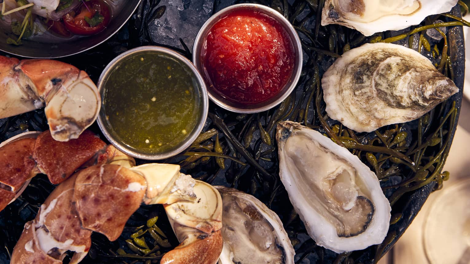 An assortment of seafood.