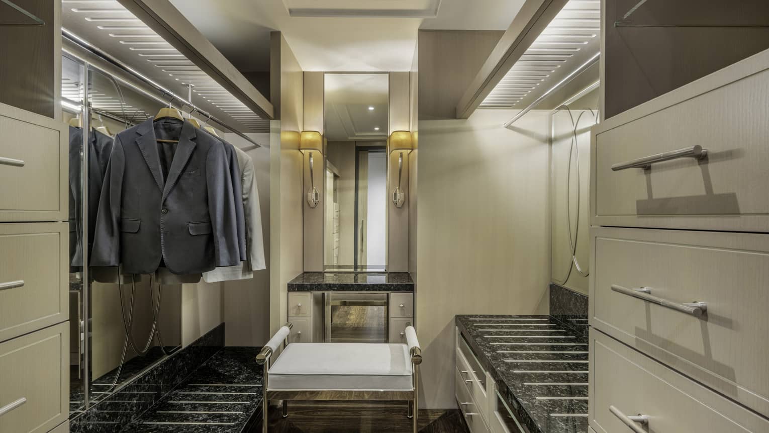 Wardrobe and closet of luxury hotel room
