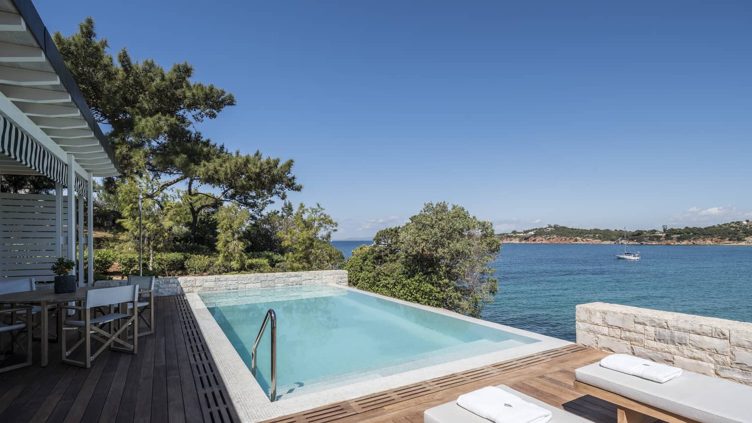 Plunge swimming pool on deck outside Bungalow Suite