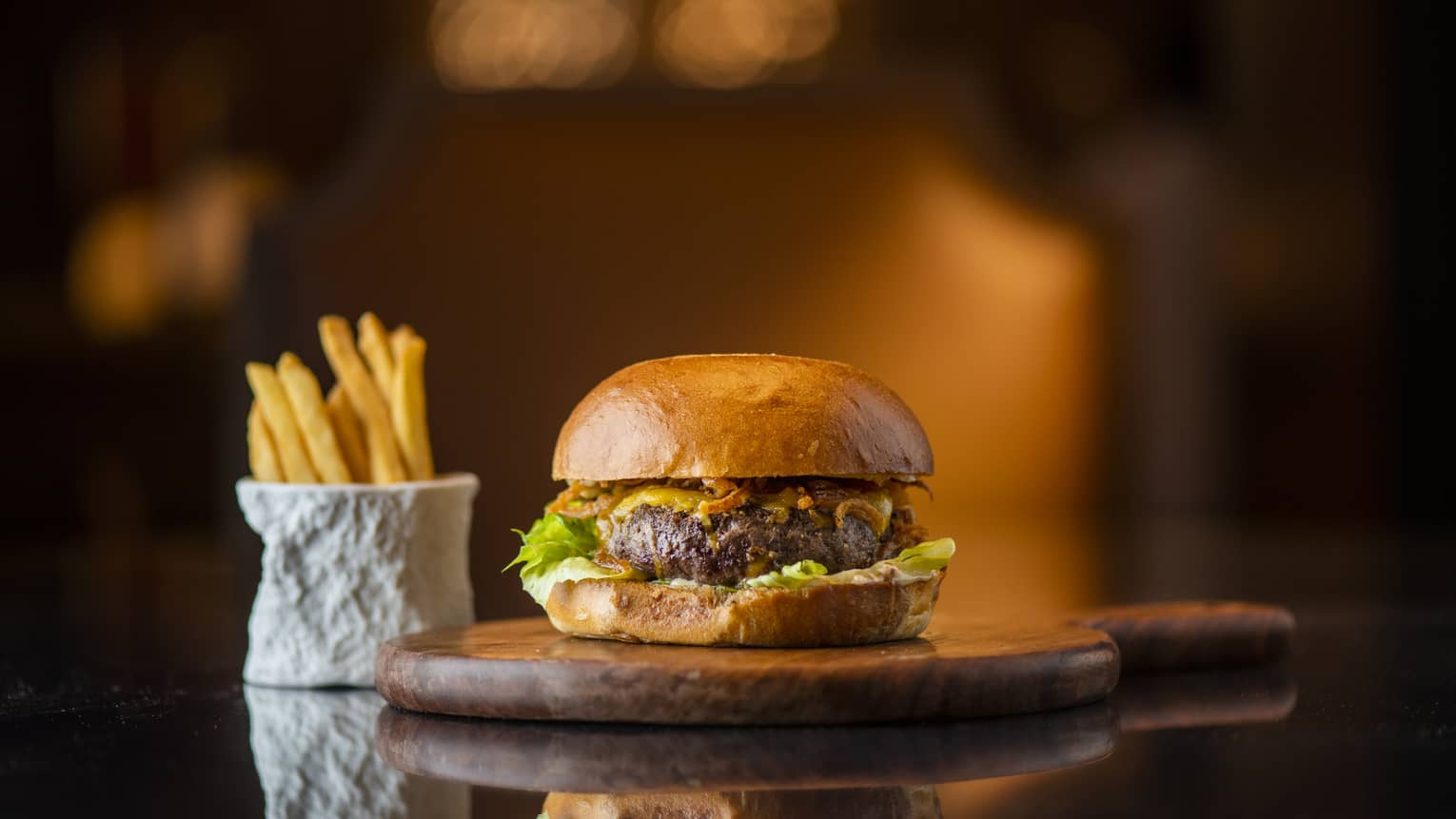Hamburger and french fries