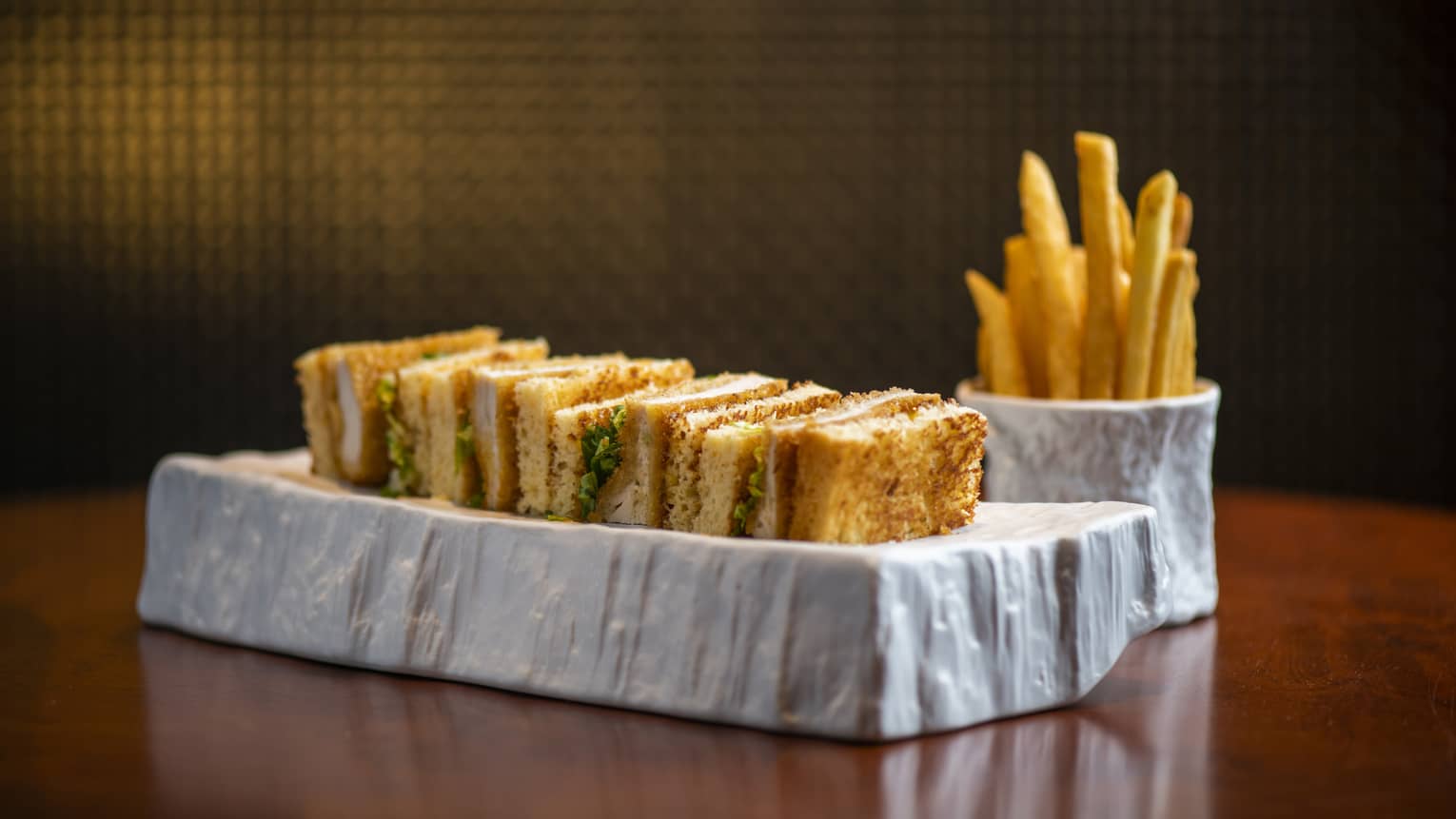 Club sandwich with fries