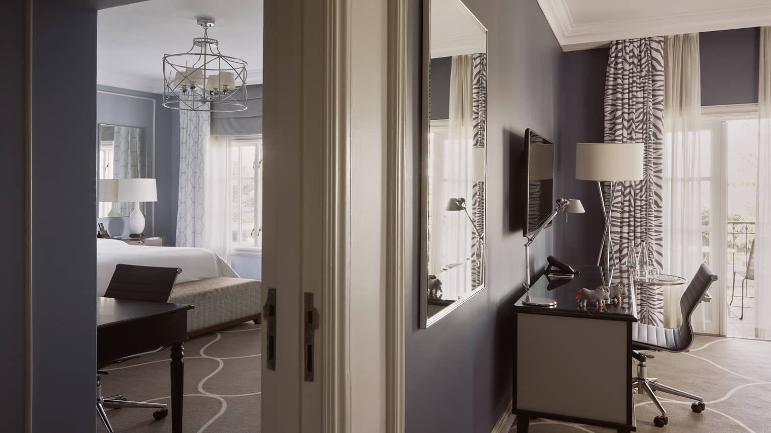 Hotel suite bedroom, second bedroom with desk