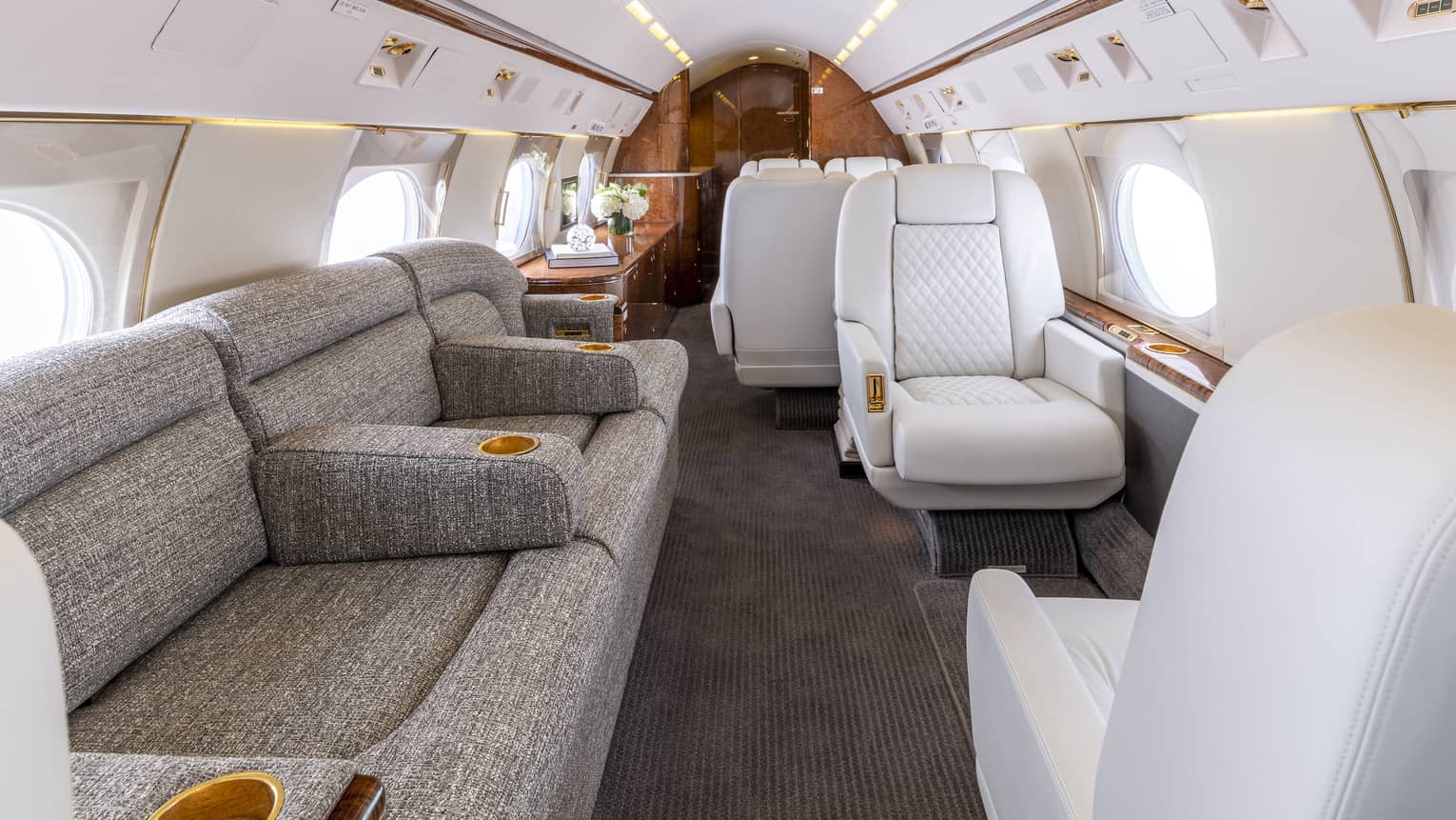 Jet Edge private jet luxury interior seats, sofa