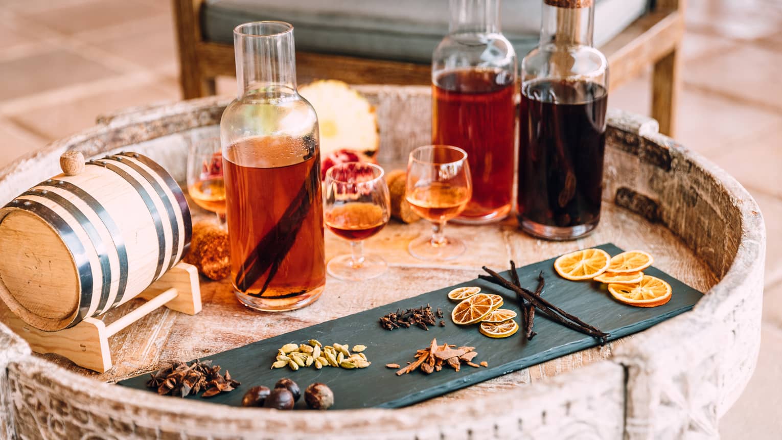 Table of rum and oranges.