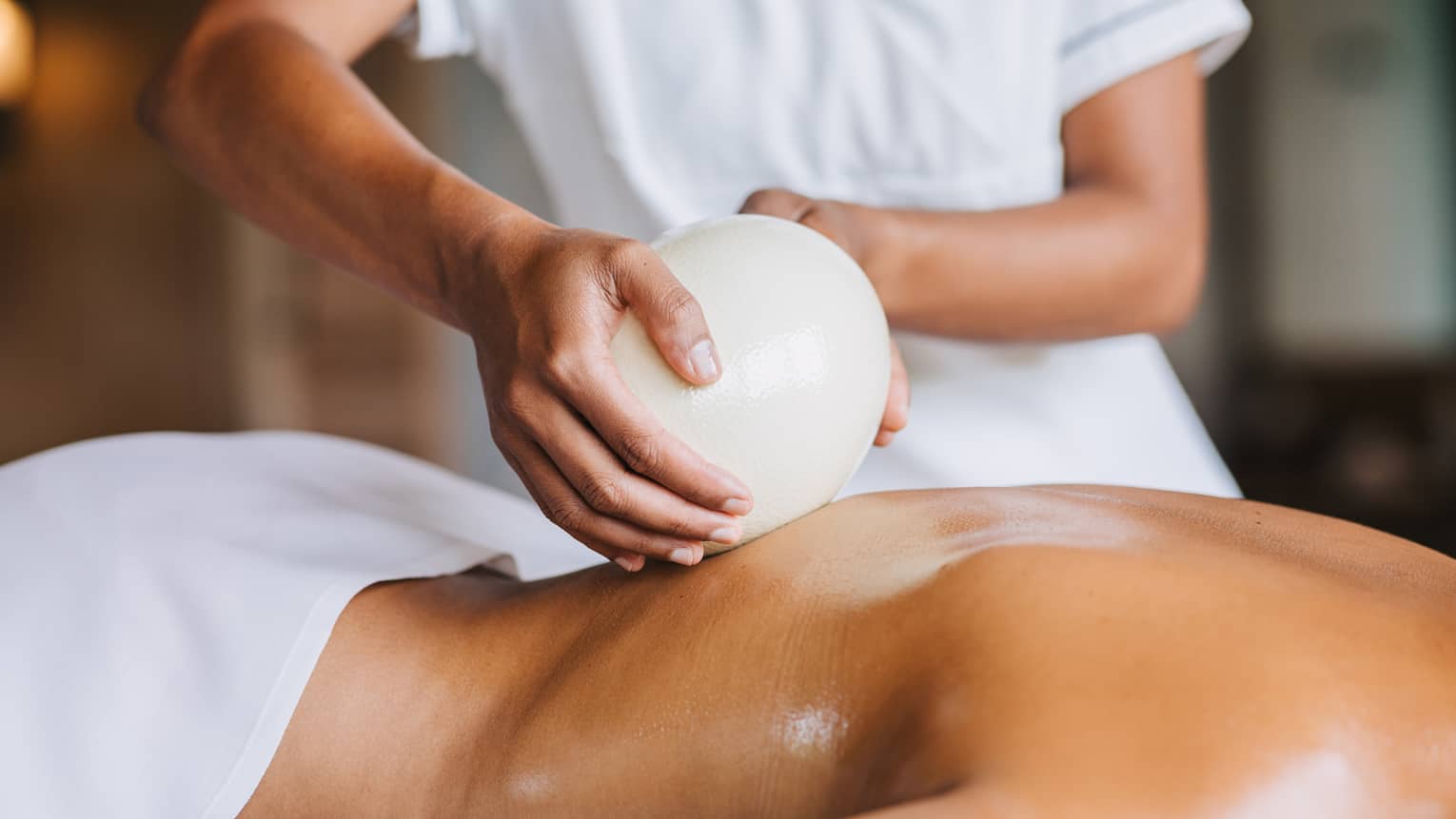 Egg used in a massage
