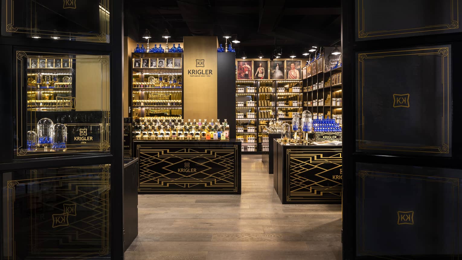 The interior of a perfume and candle store.