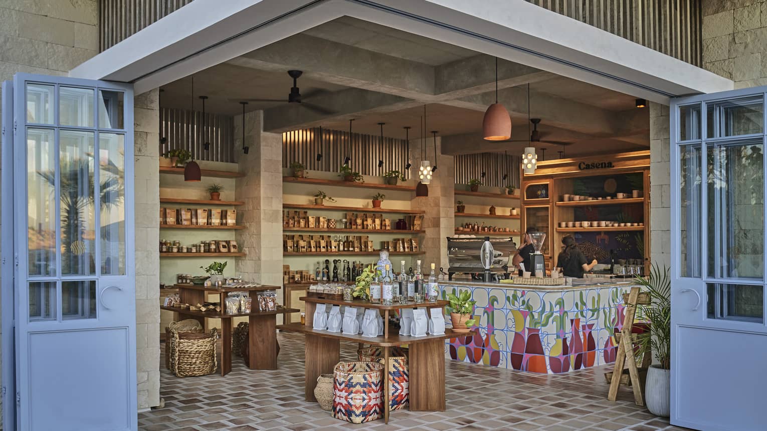 A small shop and bakery with pantry items.
