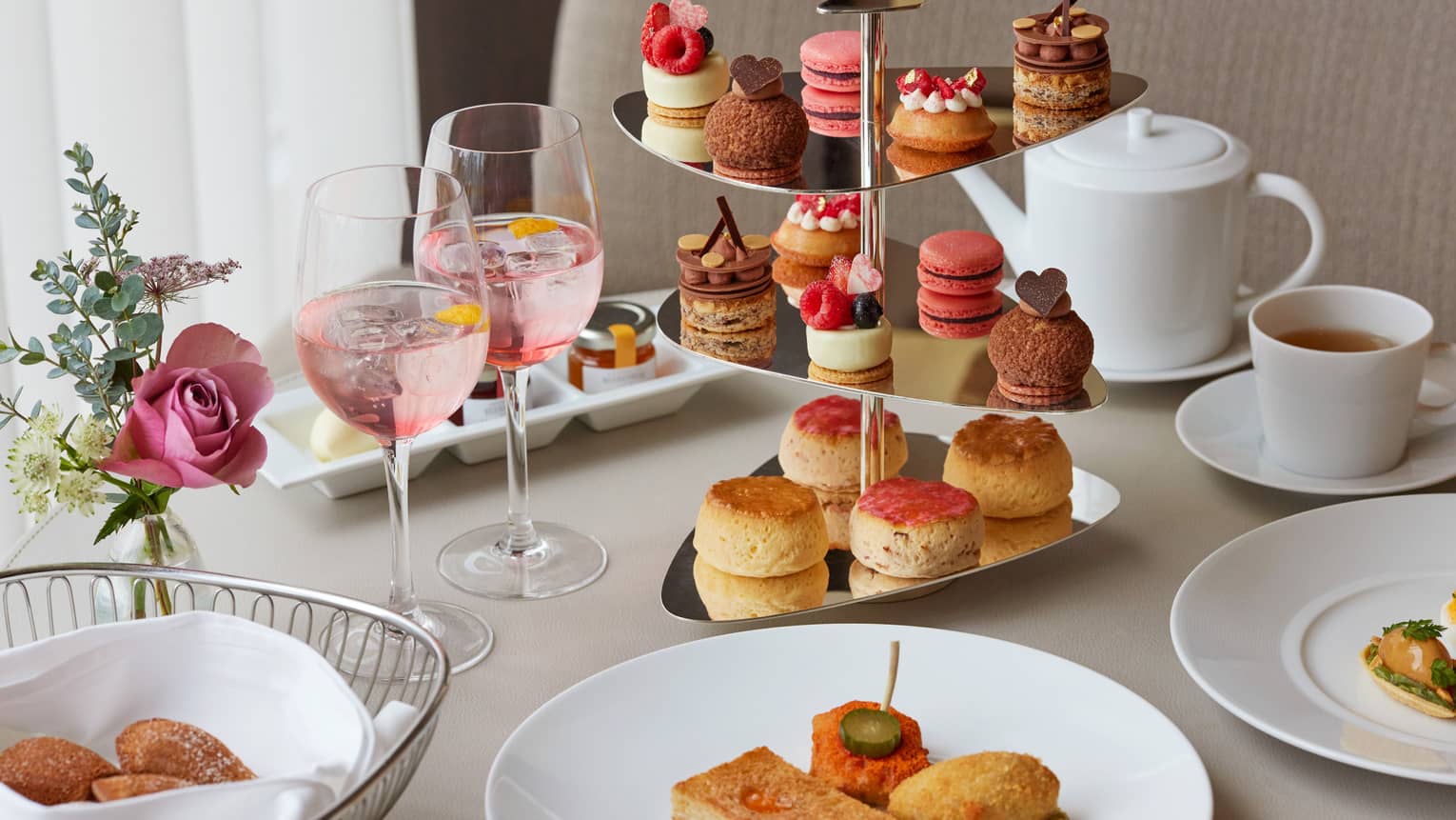 Afternoon Tea spread with sweets and savouries