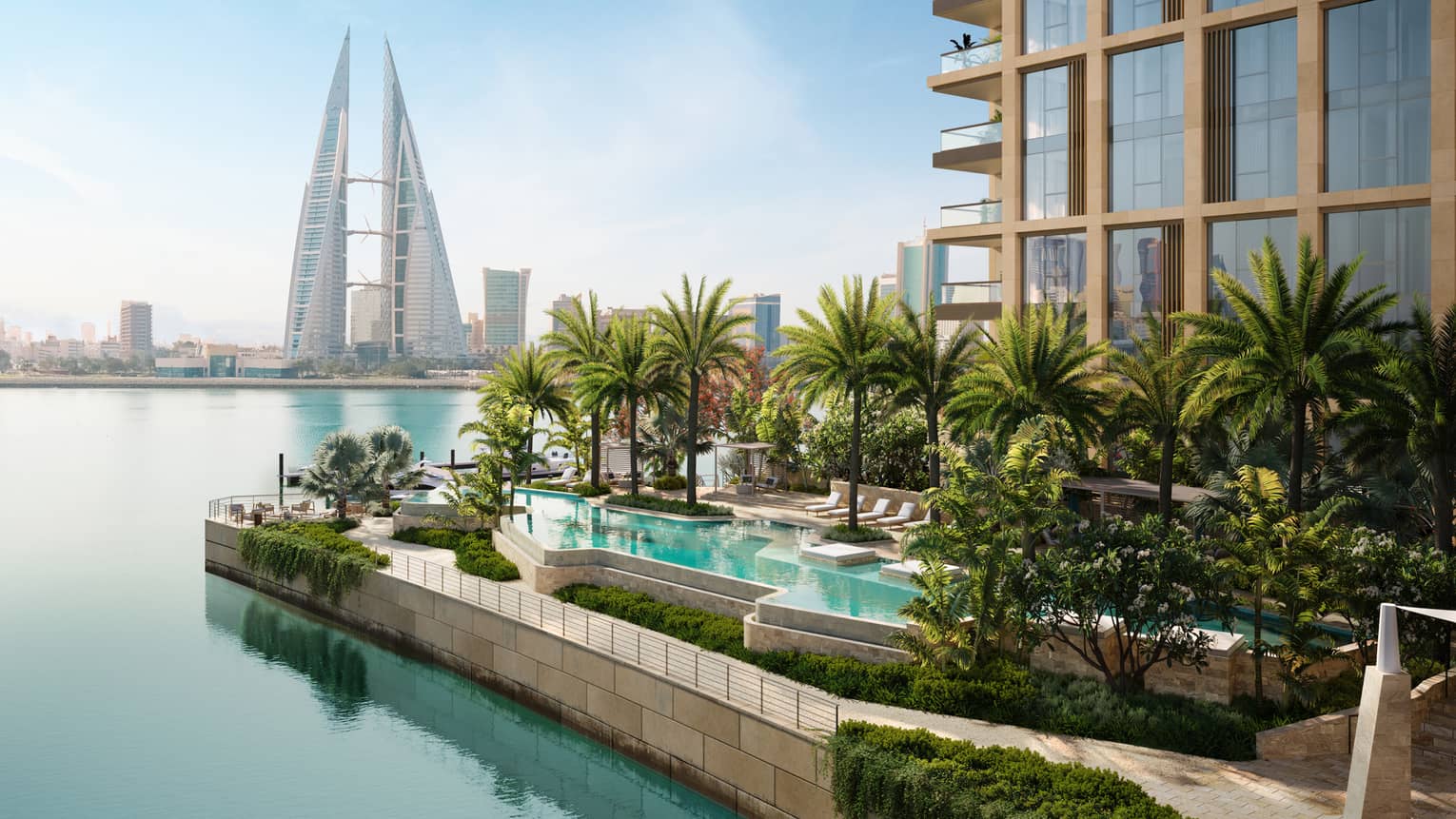 Exterior view of pool and skyline