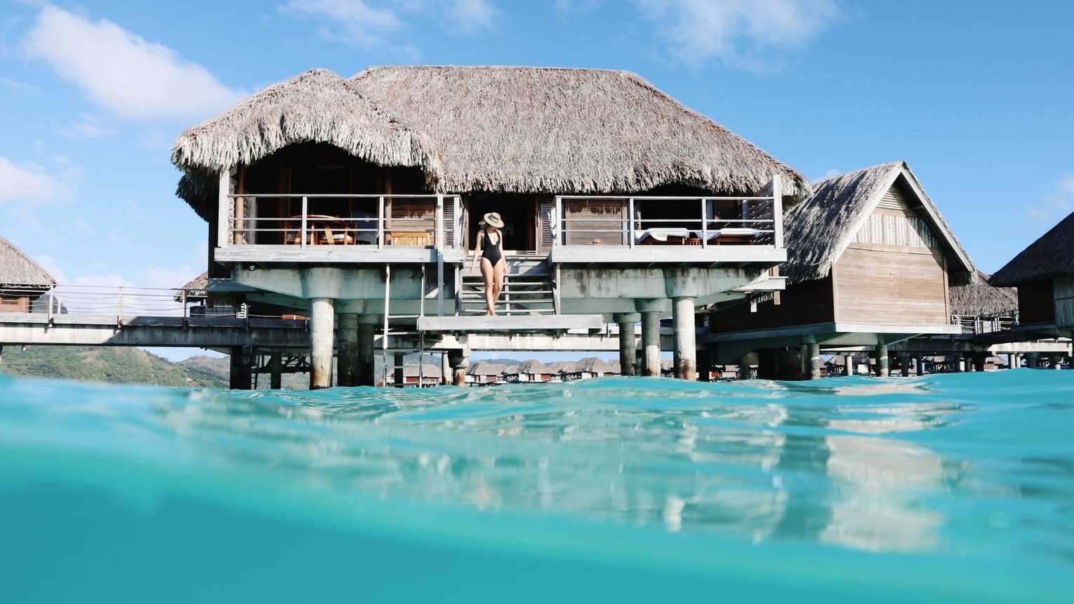 Over Water Bungalow view from the water's surface