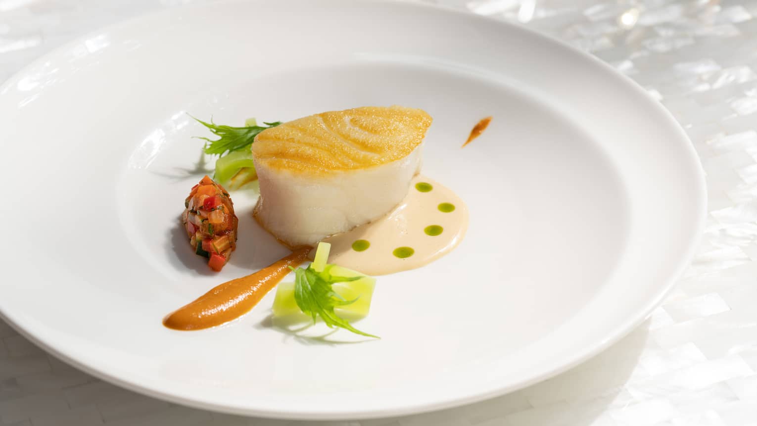 Pan-seared toothfish with ratatouille and beurre blanc