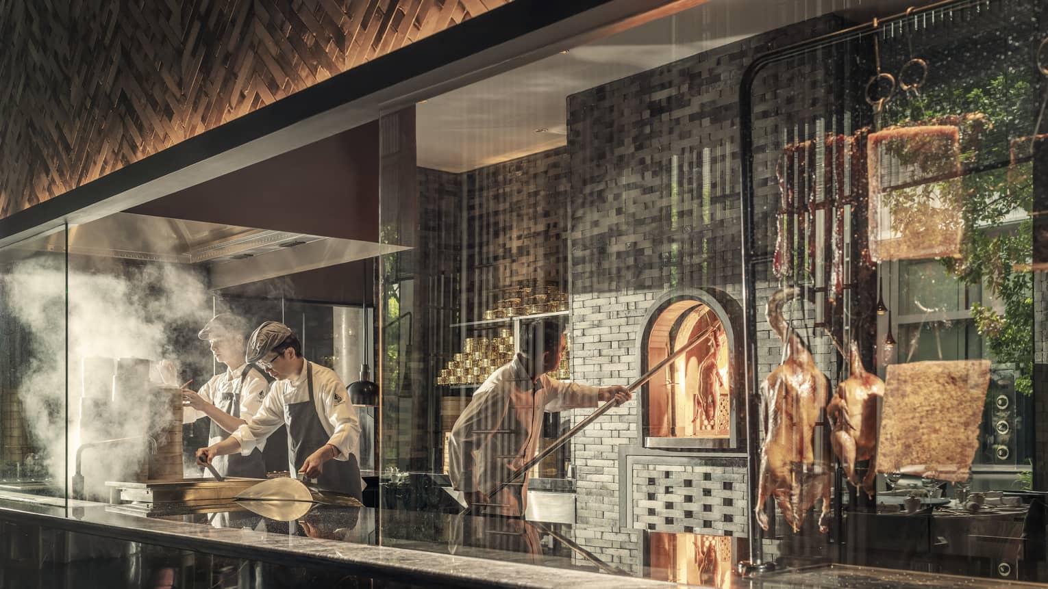 Chefs in Yu Ting Yuan's open kitchen