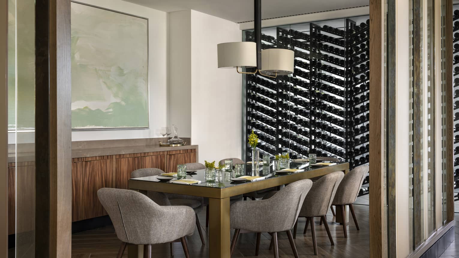 Dining table for a group at Coin & Candor, with a casual yet chic atmosphere