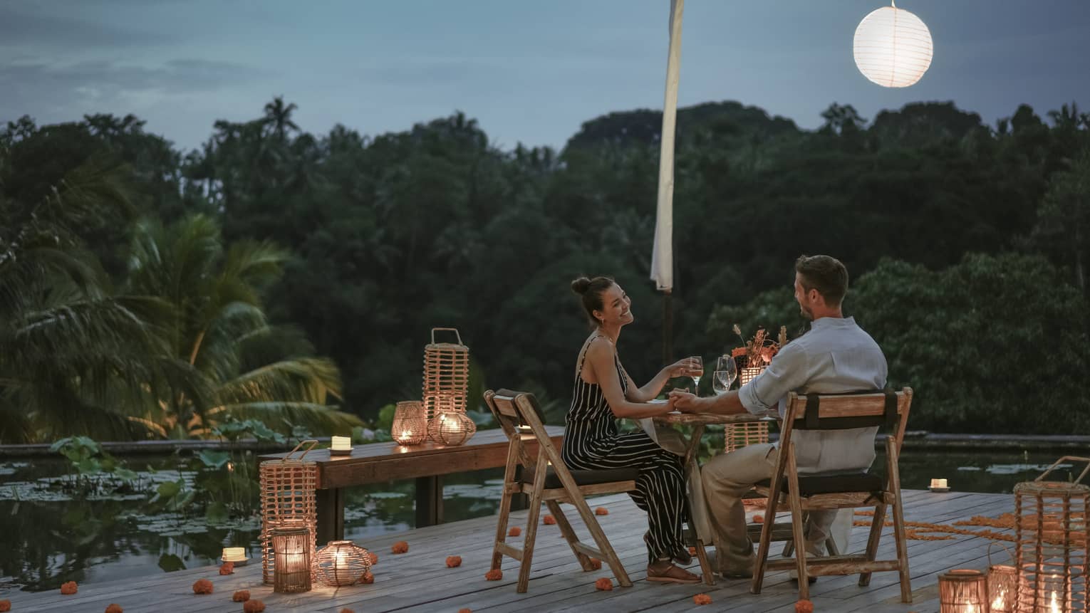 Couple enjoys Lotus Pond private dinner