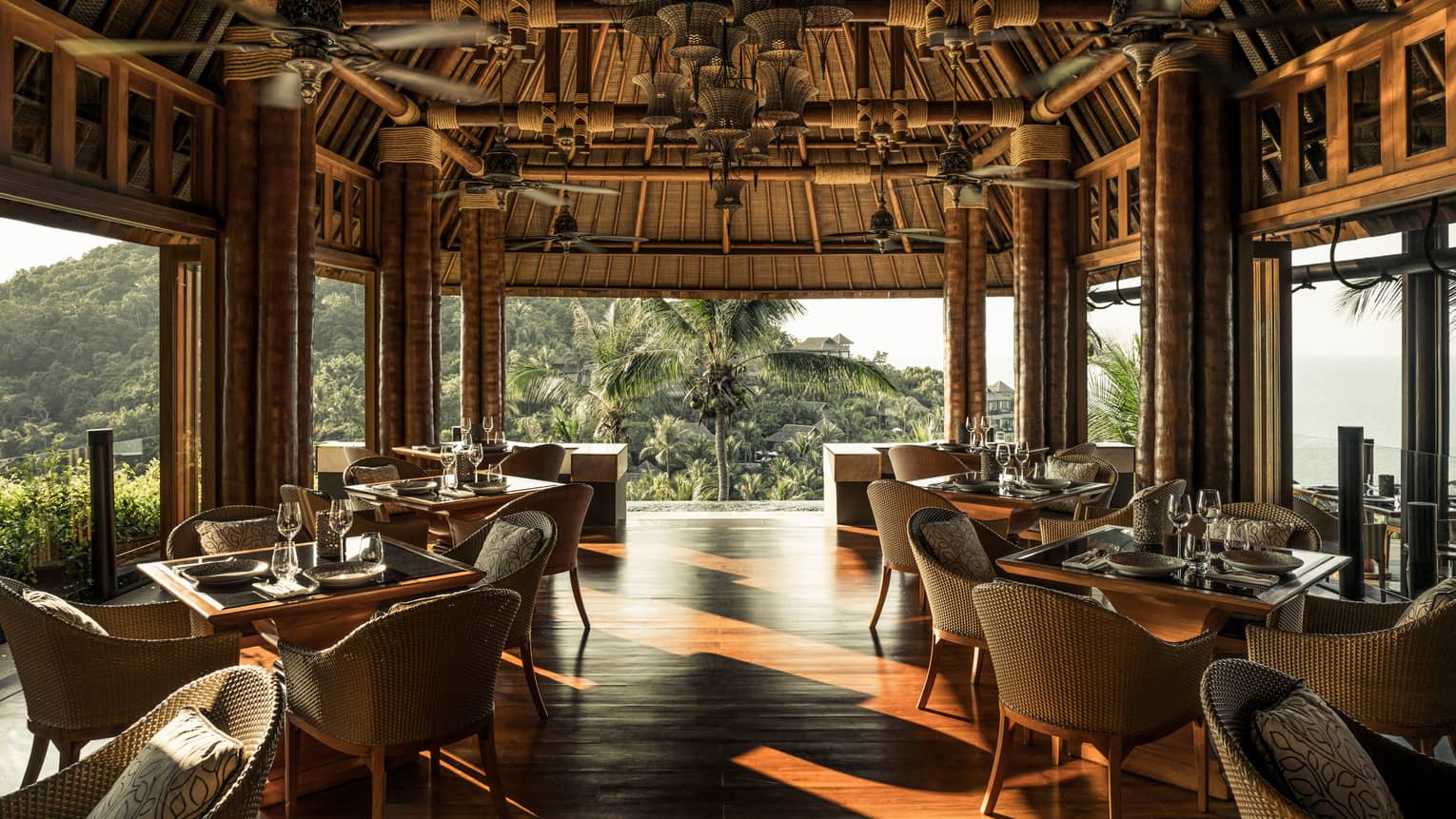 Koh Thai Kitchen and Bar covered dining room with view of the island