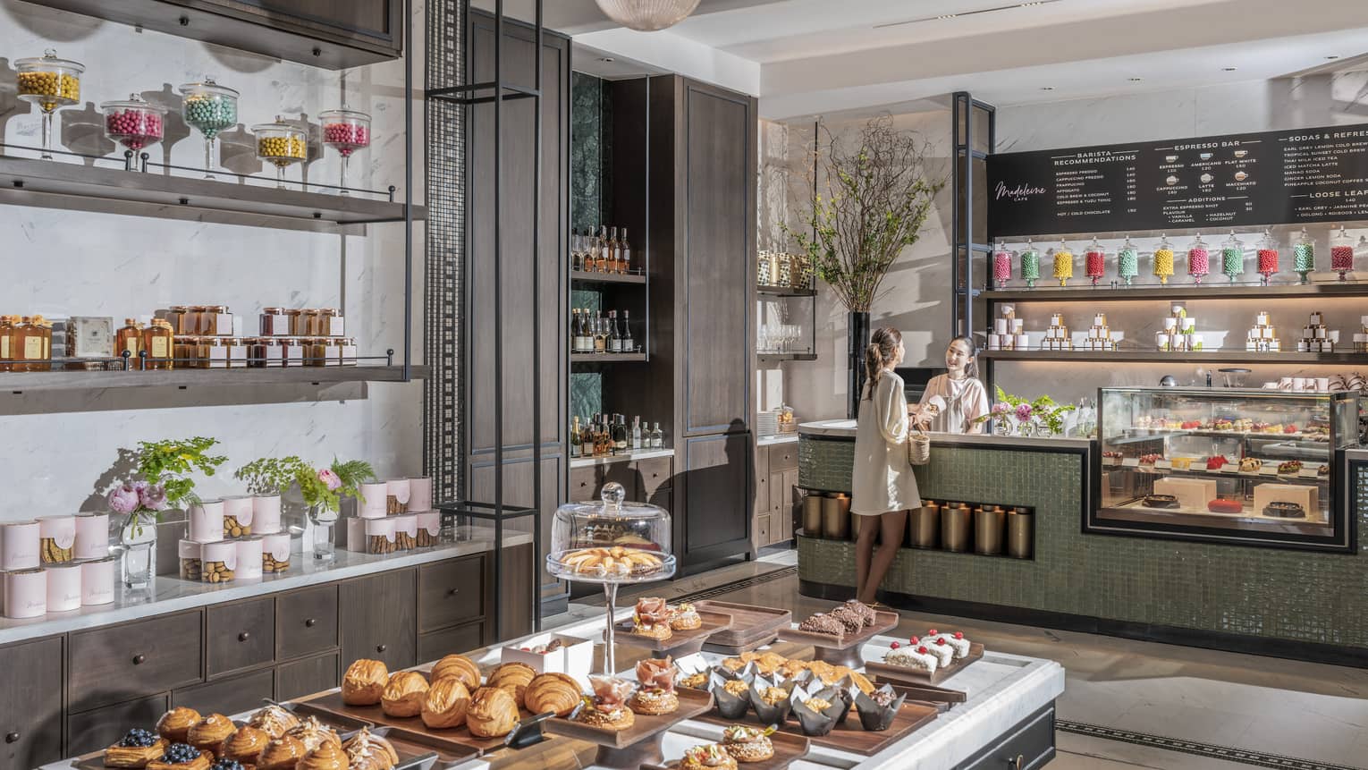 Display of pastries and baked goods at Cafe Madeleine