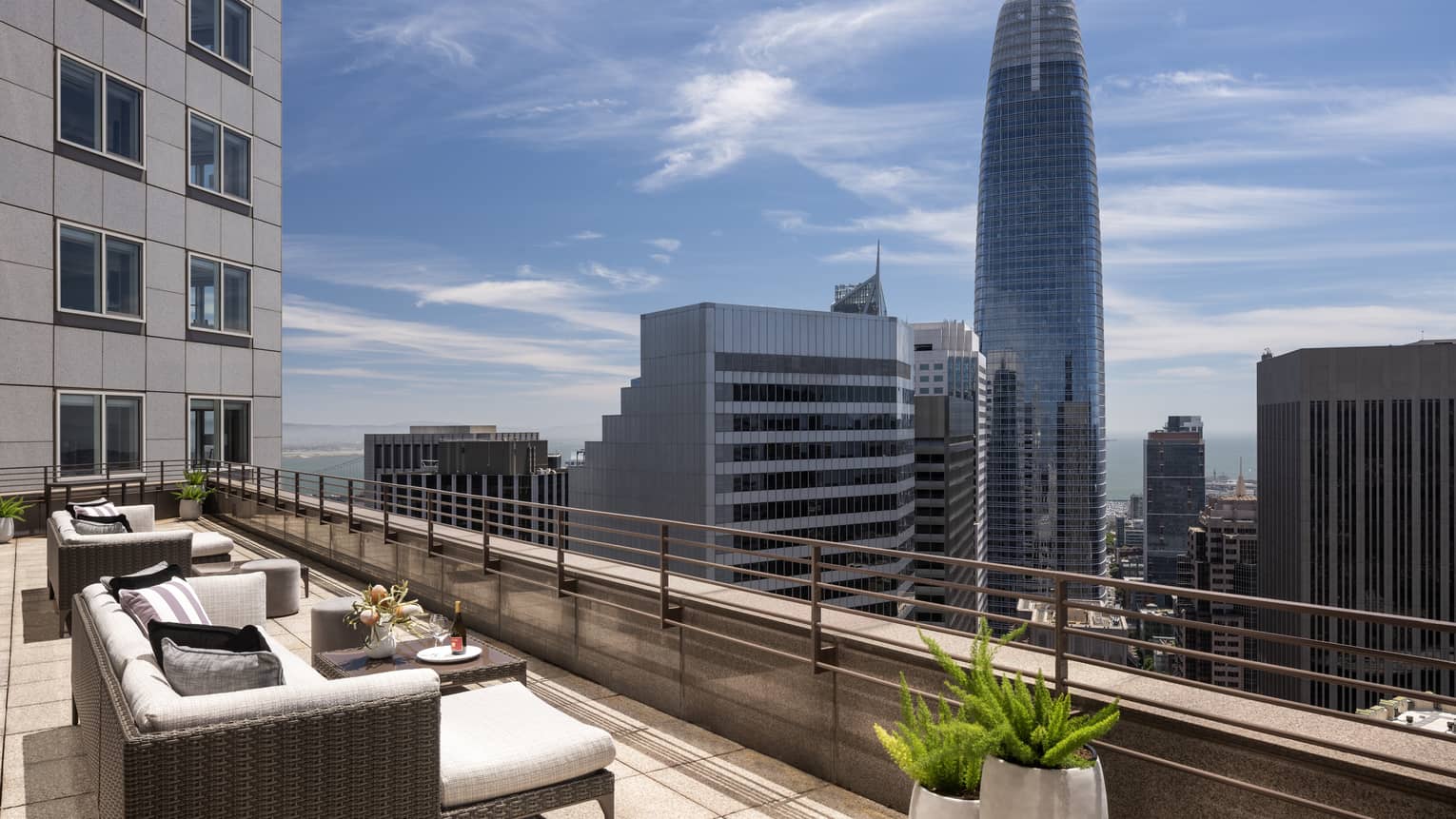 City-view terrace with lounge sofa